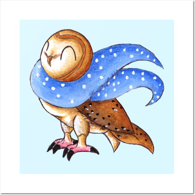 Cozy Christmas Barn Owl Wall Art by KristenOKeefeArt